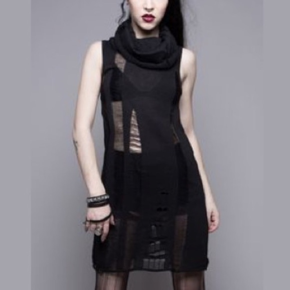 Distressed Black Widow Cocoon Sweater Dress